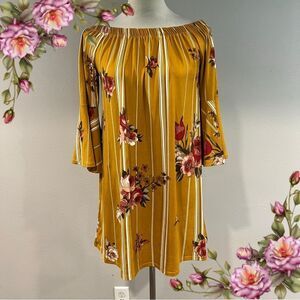 Amelia James Floral Off-Shoulder‎ loose fit mini Dress size small